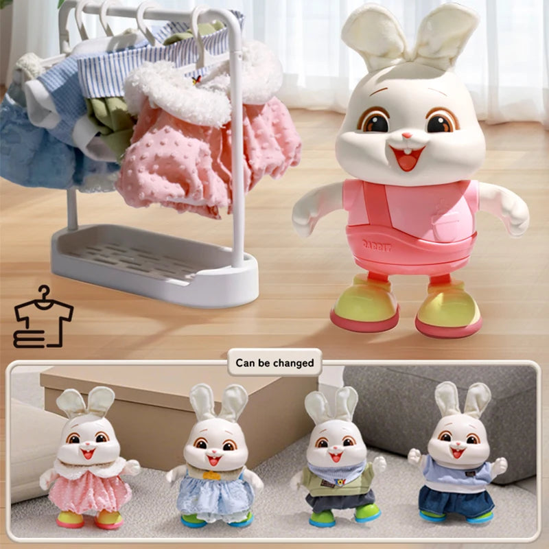 Electronic Rabbit Pets Kids Dancing Walking Encourages Crawling Moving Have Sound Interactive Toy for 3 Years Children Gifts
