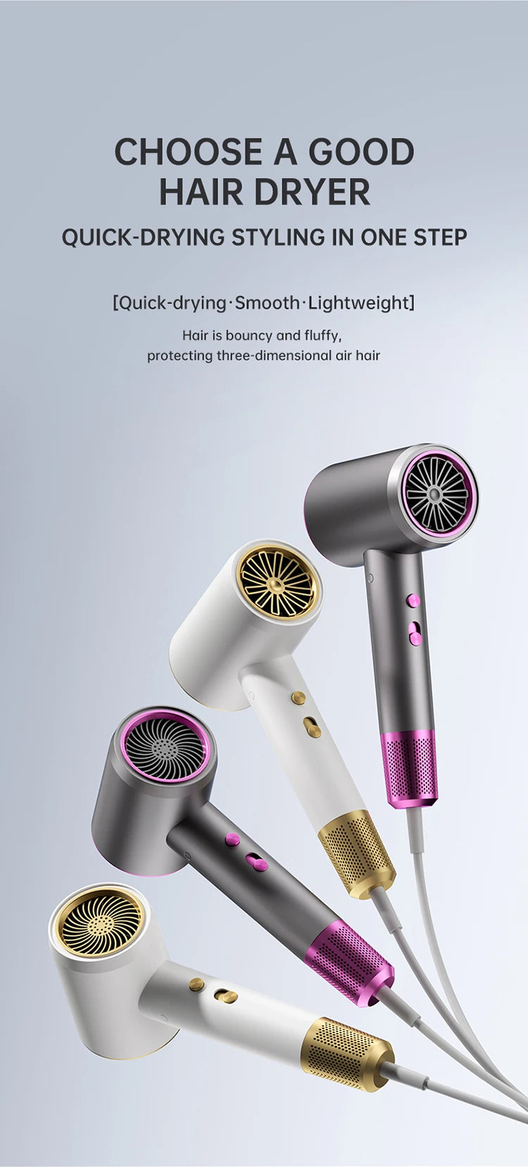 The Latest High-Speed Hair Dryer, High-Power Blue Light Ion Home Hair Salon Hair Dryer, Household Appliance US UK.EU.AU Plug-In