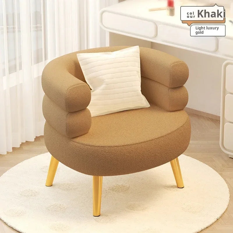 Modern Living Room1-Person Sofa Comfortable Bedroom Fluff Armchair Nordic Simple Nail Salon Makeup Chair Dressing Table Stool