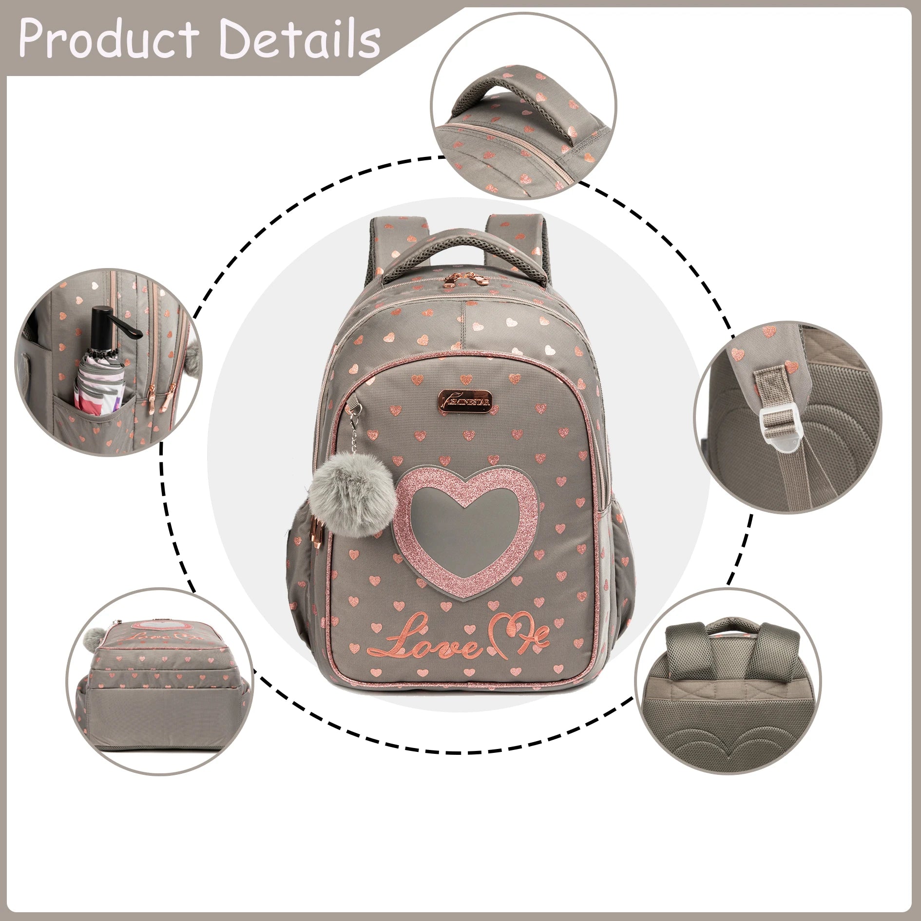 School Backpacks for Girls Backpack with Lunch Bag Pencil Case Elementary Primary Backpack for Teen Girls