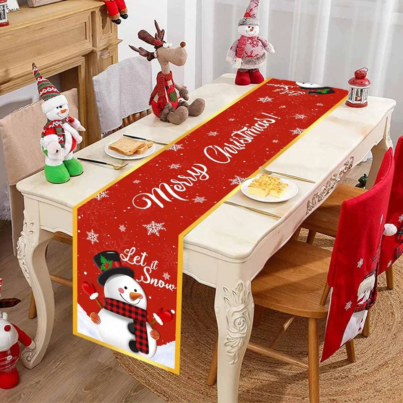 Christmas Table Runner Christmas Party Decoration 2025 Xmas Santa Claus Snowman Table Runner Navidad Natal New Year Gift 2026