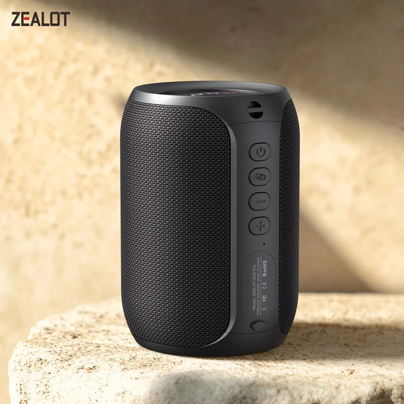 ZEALOT-S32PRO 15W Portable Bluetooth 5.2 Speaker Outdoor Waterproof Wireless TWS Mini Column Box Speaker Outdoor TF Card