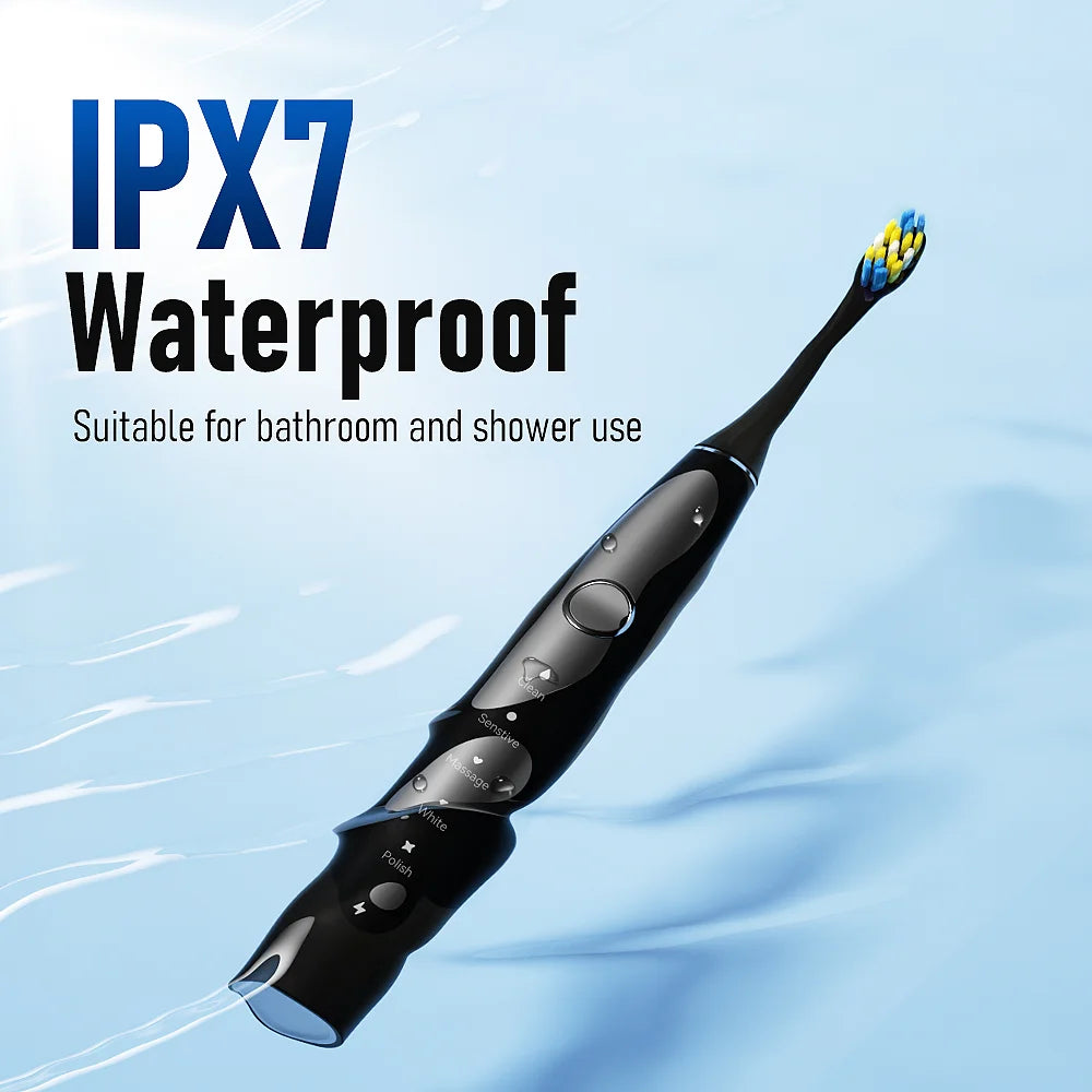 Sonic Electric Toothbrush for Adults Smart Timer Teeth Whitening IPX7 Waterproof 6 Replaceable Heads Travel Case Sarmocare X610