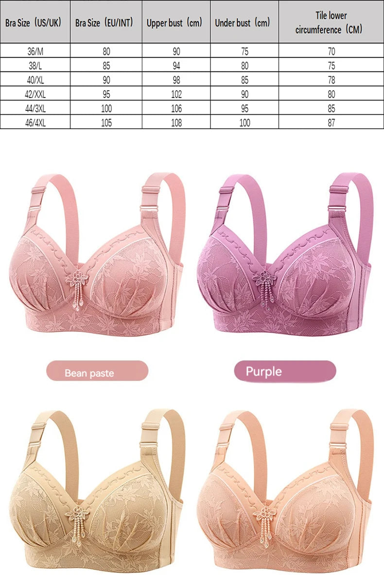 New Lace Printed Oversized Pregnant Women's Breastfeeding Underwear Comfortable Without Steel Ring Gathering Anti Sagging Bra