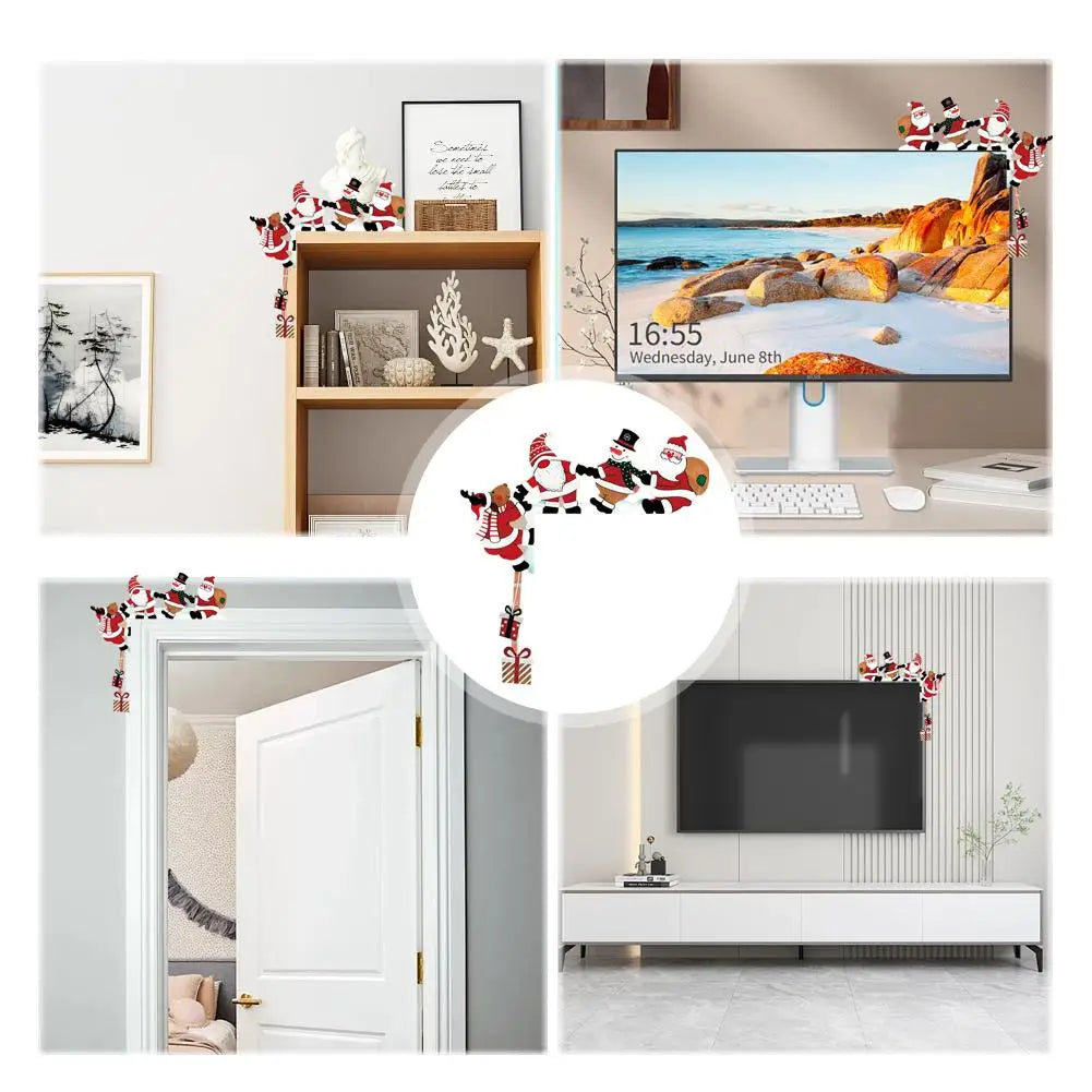 2026 New Wooden Santa Door Corner Decor Snowman Reindeer Pendant Christmas Cartoon Door Frame Decor Party Christmas Ornament