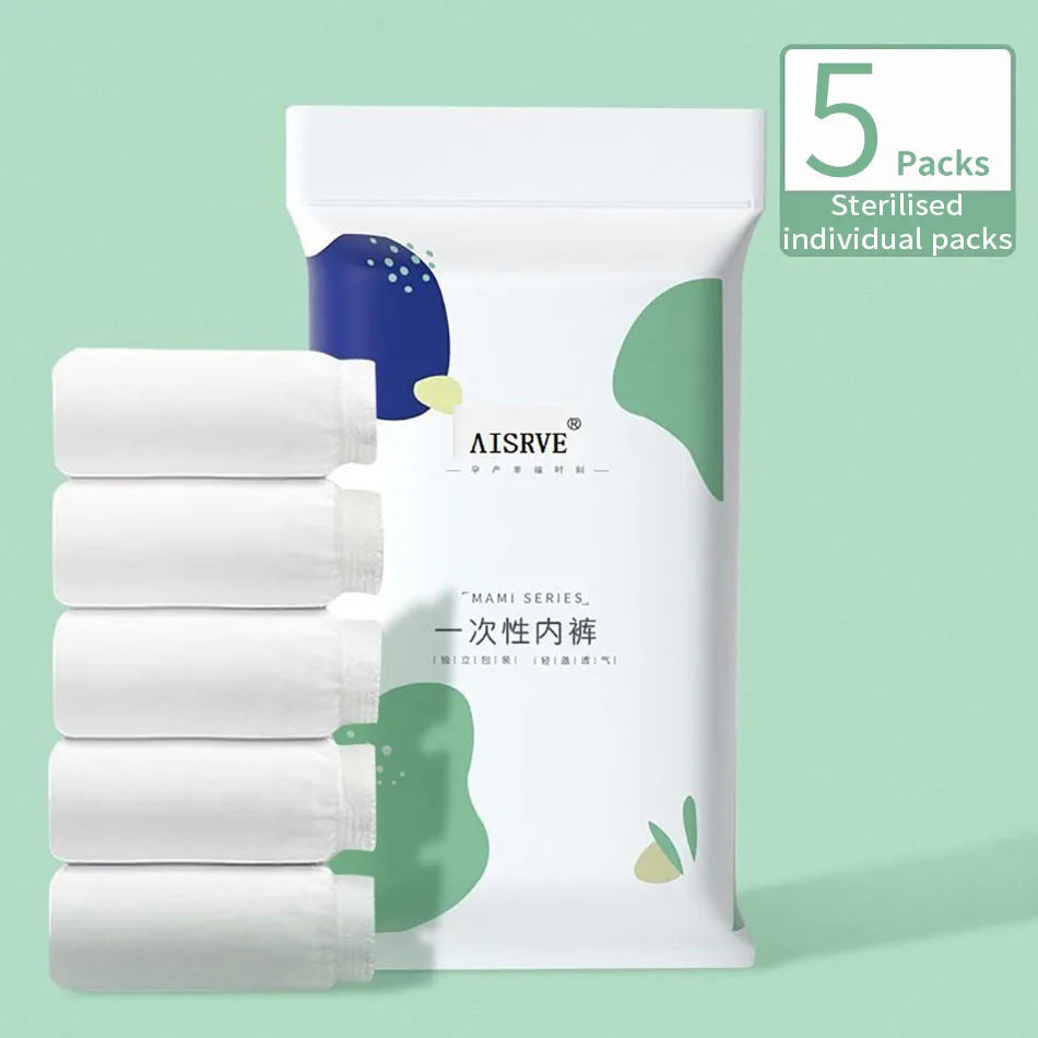 5 Pcs/Pack Convenient Travel Underwear Women Disposable Cotton Panties for Pregnant Postpartum Moms Quick Trips Daily Disposal