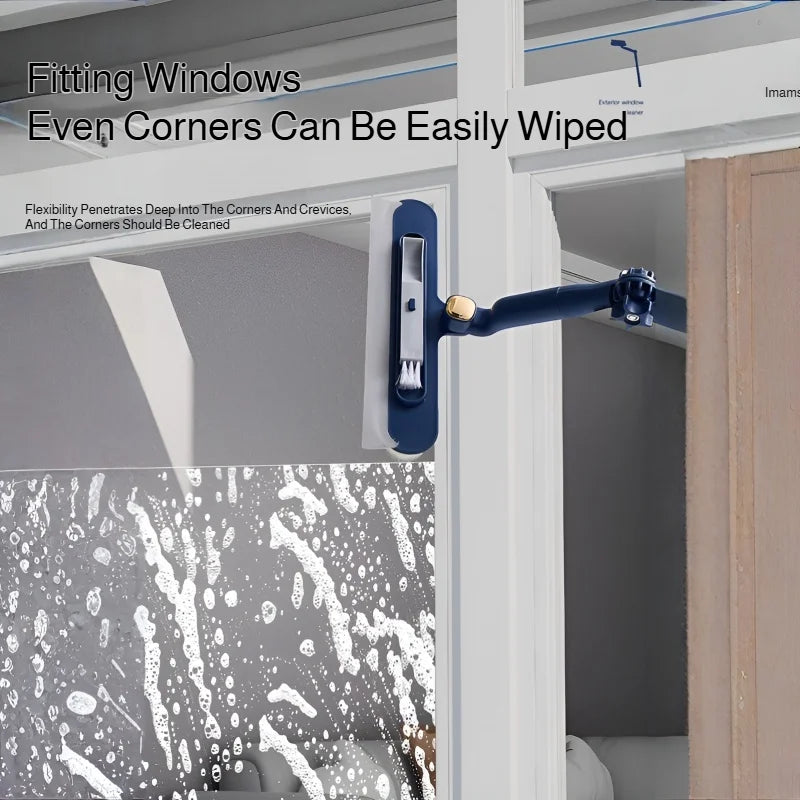 2in1 Highrise Glass Brush Window with Squeegee and Mini Brush Rotatable Glass Wiper Home Cleaning Tool for Glass,Walls and Floor