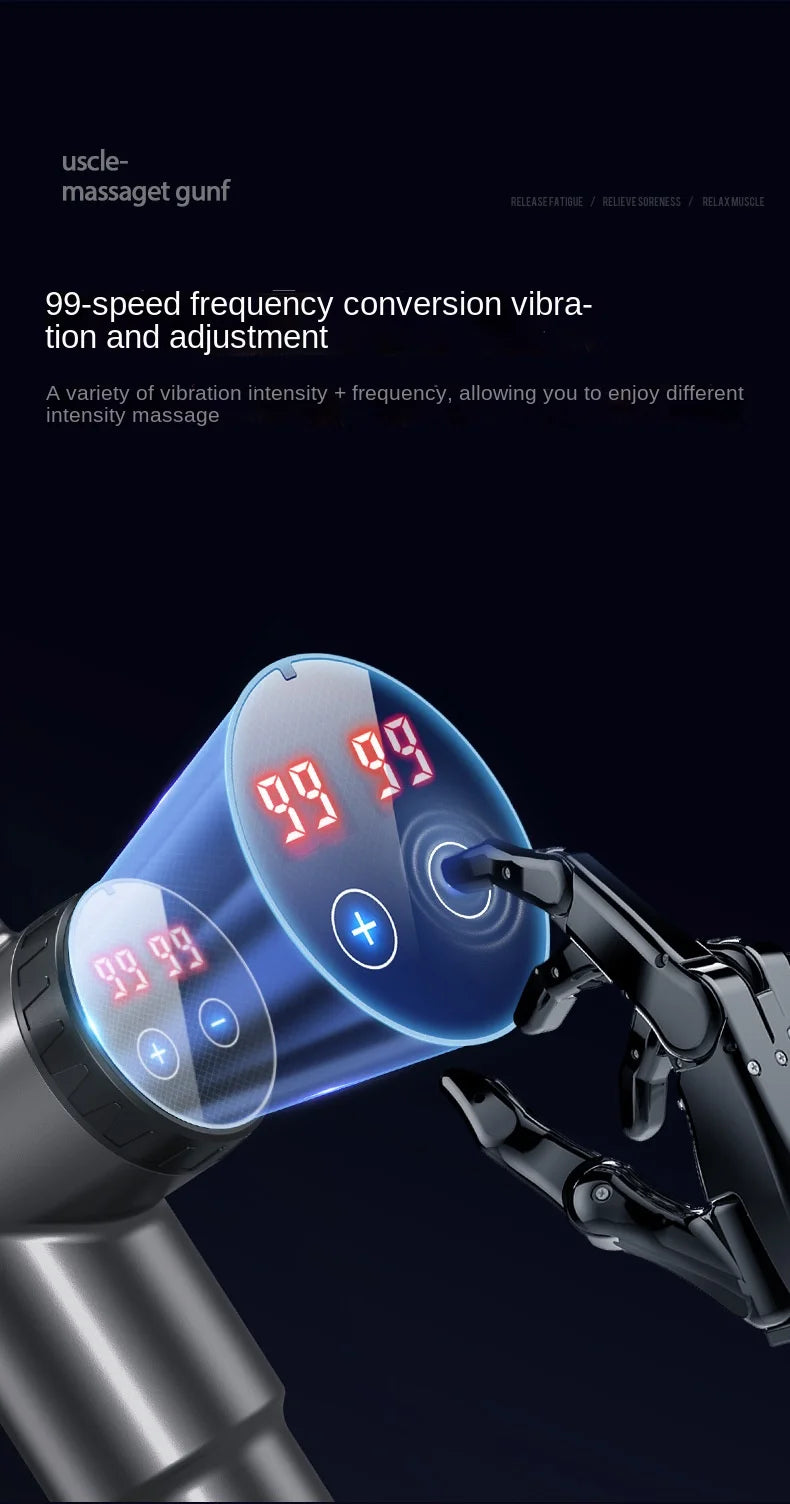 Massage Gun Deep High Frequency Muscle Massage Relaxation Electric Shock LCD Display 99Gear Profession Fascia Gun