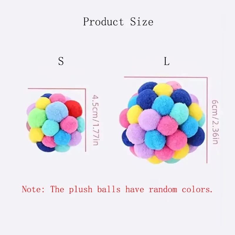 Cat Toys Pet Toy Cat Plush Ball Toys Pet Bouncy Bell Ball Toy Colorful Pompoms Pet Supplies Random Color