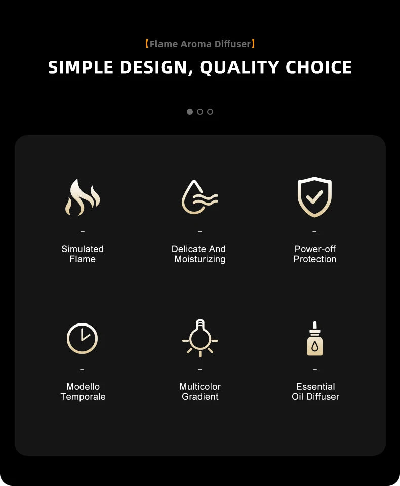 Candle Flame Ultrasonic Air Humidifier with 7-color Flame Ambient Light 3-level Timed Essential Oil Aroma Diffuser for Home Gift