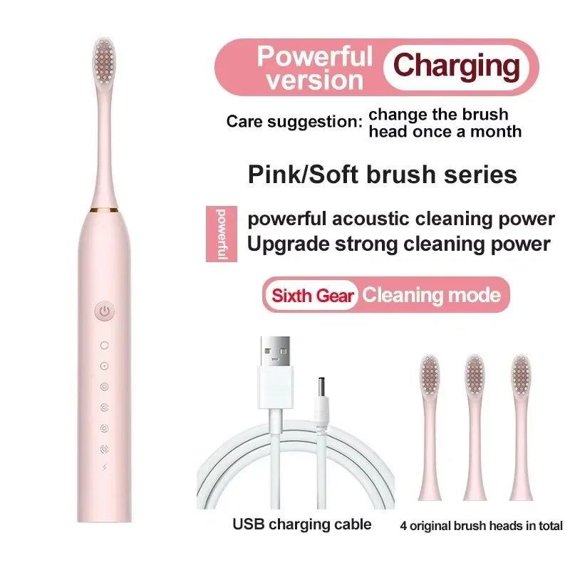 Six-Speed Automatic Electric Toothbrush Adult & Children's Universal Soft Bristle Charging Smart Toothbrush for All Ages