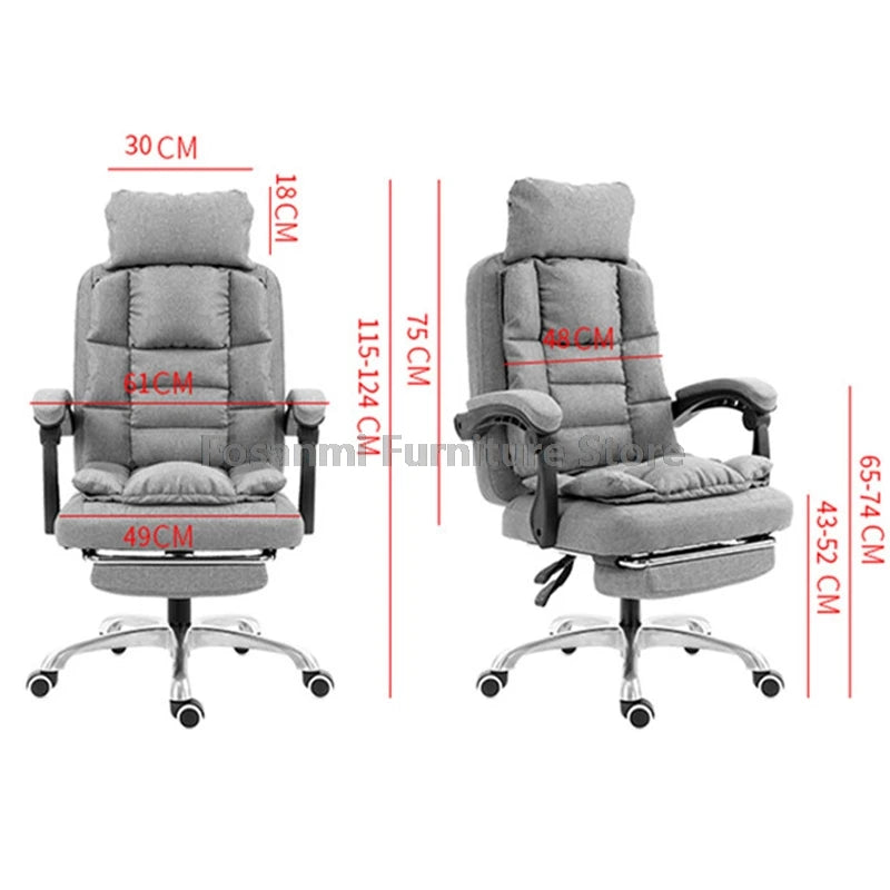 Comfy Fabric Gamer Computer Chair with Removable Soft Cushion Ergonomic Reclining Gaming Chair Adjustable Office Home Desk Chair
