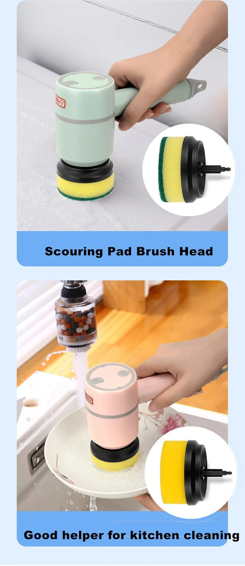 2025 Multi Functional Wireles Electric Cleaning Brush Household Toilet Cleaning Tool Handheld Kitchen Cleaning Brush