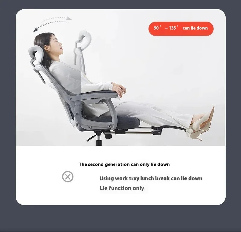 Ergonomic Office Chair Liftable Mesh Computer Chair with 4D Lumbar Support Home Office Swivel Chair with Latex Seat Cushion