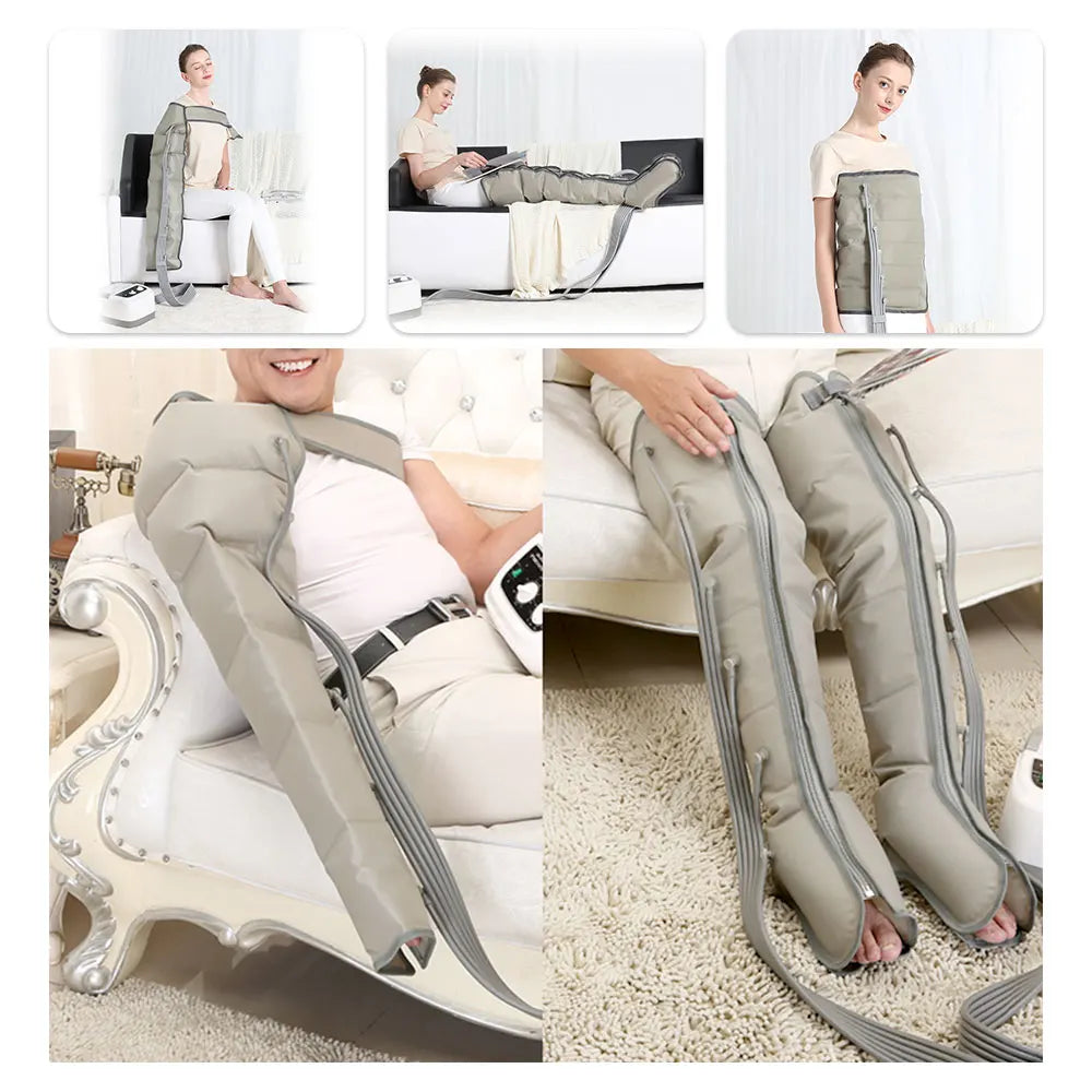 6 Air Chambers Leg Compression Massager Pressotherapy Massage Apparatus Therapy Arm Waist Pneumatic Air Wraps  Relax Pain Relief
