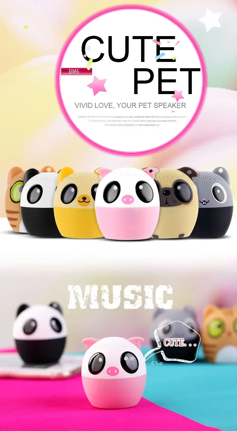 Electronic Pet Mini Bluetooth Speaker 3W TWS Stereo Small Wireless Speaker Portable Animal Pet Micro Speaker Christmas