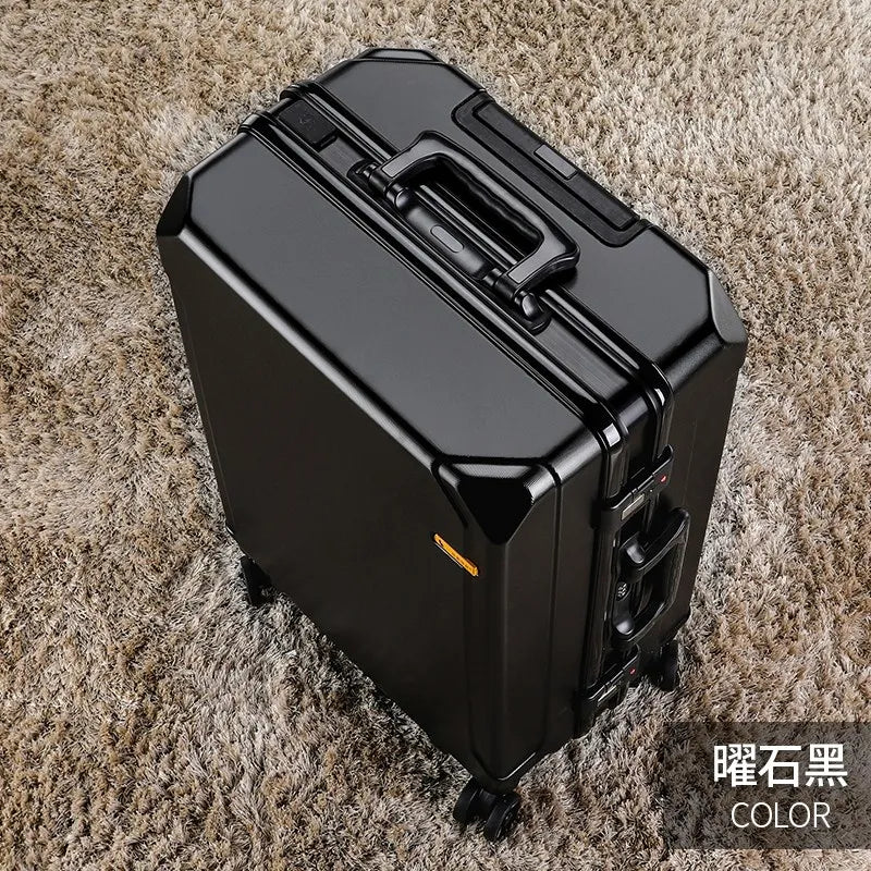 Fashion rolling luggage aluminum frame USB charging trolley suitcase 20/24/26/28 inch students password travel luggage