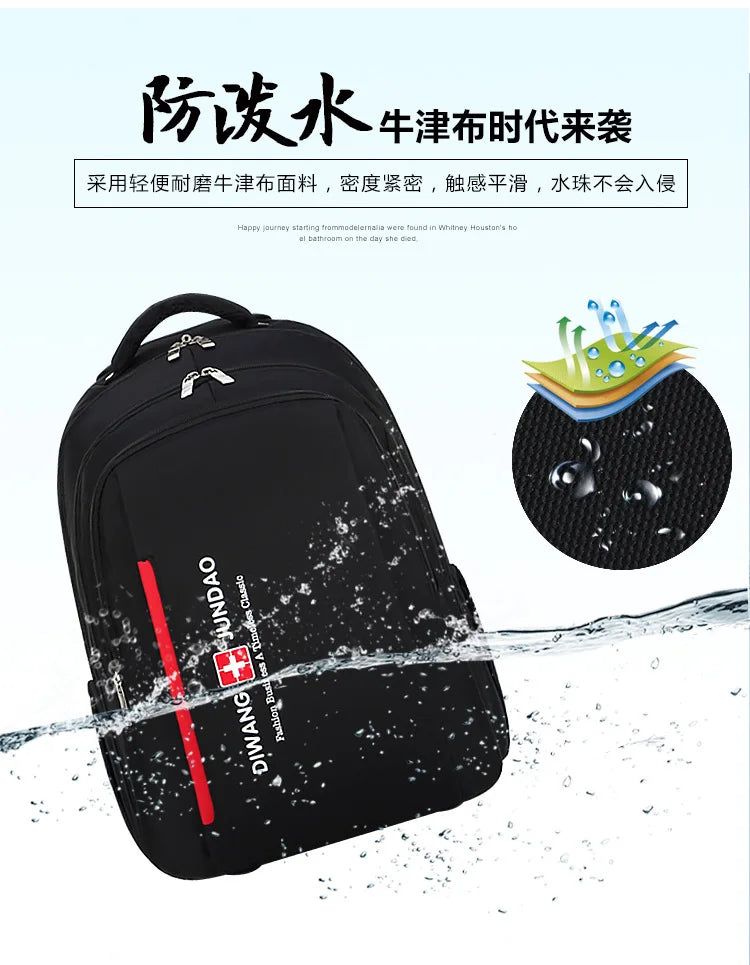 Men Trolley Backpack Shoulders Travel Bag with Wheels 24 Inch Students Rolling Luggage Business Trolley Large Capacity Suitcases