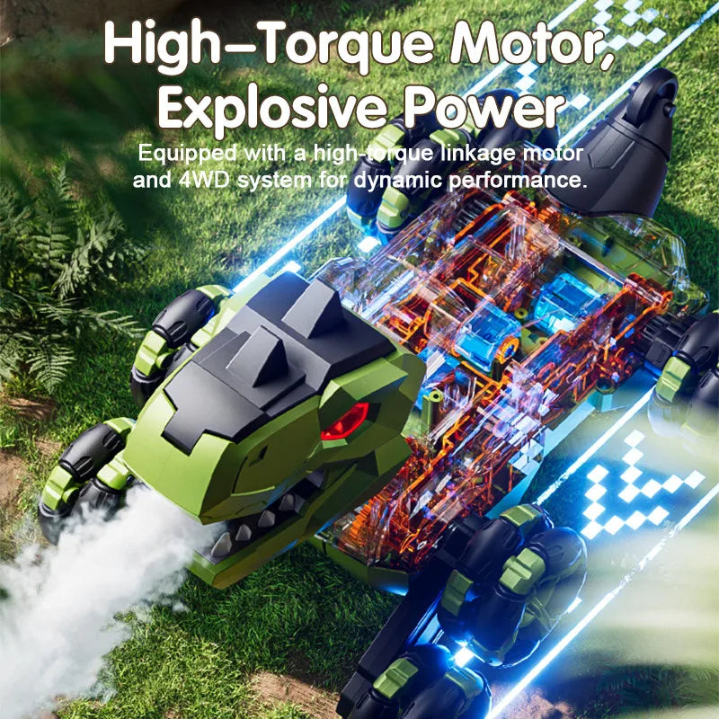 Y12 New Remote Control Dinosaur Stunt Car RC Drift Car Spray Mist Articulated Arms Transforming 8WD Off-Road Vehicle Toy for Kid