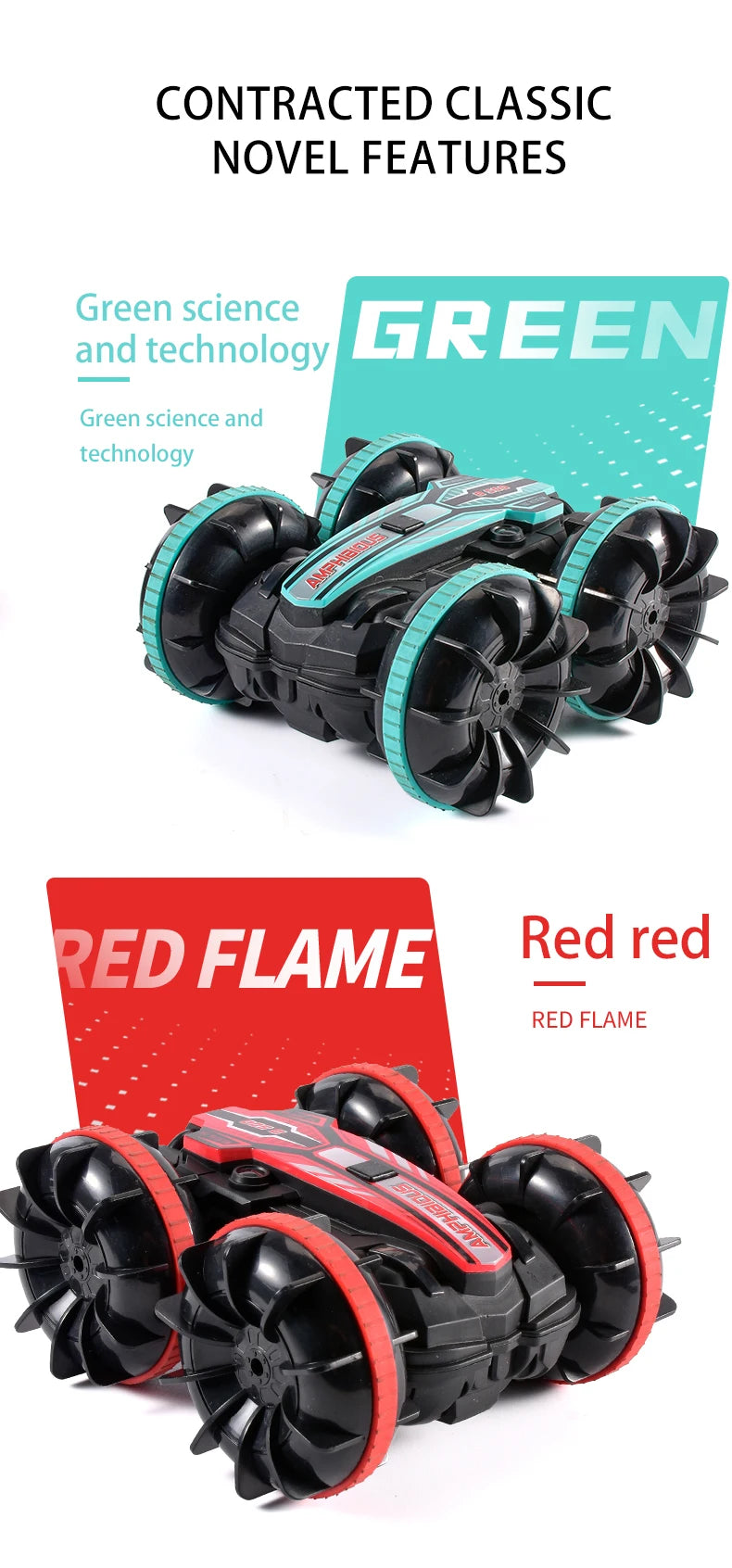 Amphibious RC Car Remote Control Stunt Car Vehicle Double-sided Flip Radio 4WD Drift Off Road Outdoor Toys for Boy Children Gift
