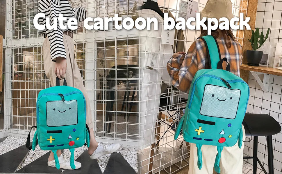 14 Inch Cute Cartoon Backpack Adventure Time Anime Casual Travel Green Anime Bag Breathable Portable Lightweight