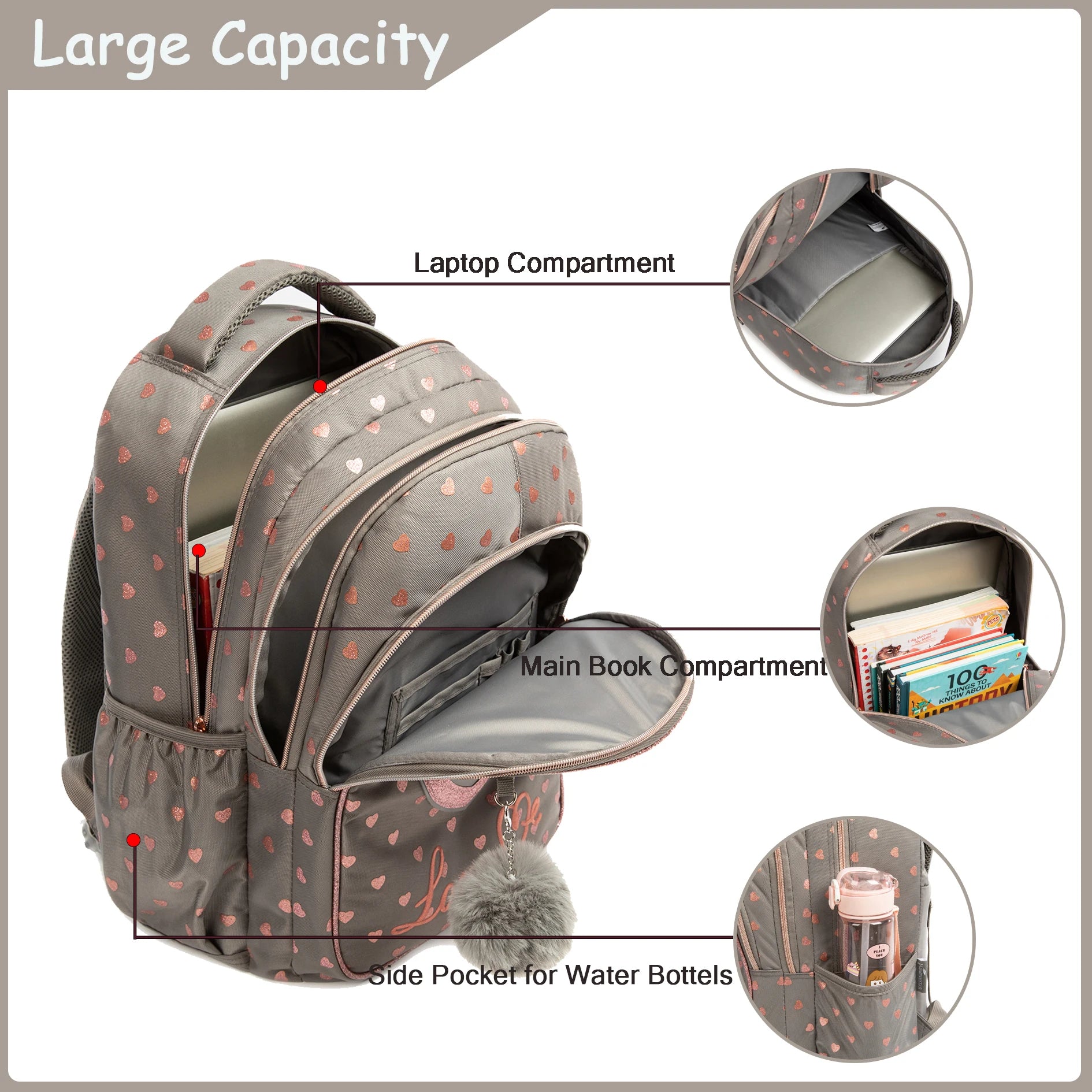 School Backpacks for Girls Backpack with Lunch Bag Pencil Case Elementary Primary Backpack for Teen Girls