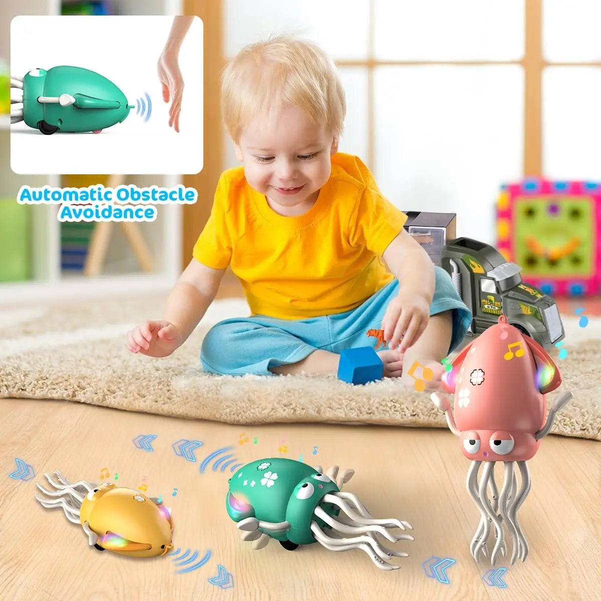 Magic Dancing Octopus Toy Electric Pet Crawling Light&Music Squid Toys for Kids Interactive Development Toddler Tummy Time Gifts
