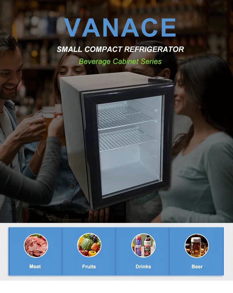 Vanace Compact Refrigerator 35 Liter Mini Bar Beverage Cooler Milk Small Fridge With LED Light