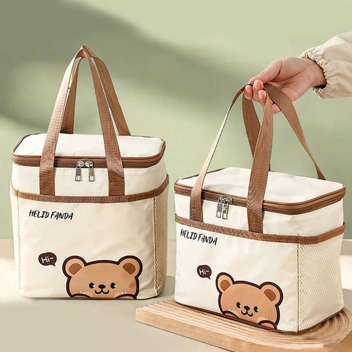 WORTHBUY Cute Thermal Lunch Box Bag Student Portable Large Capacity Insulated Lunch Bag Waterproof Reusable Picnic Cooler Bag