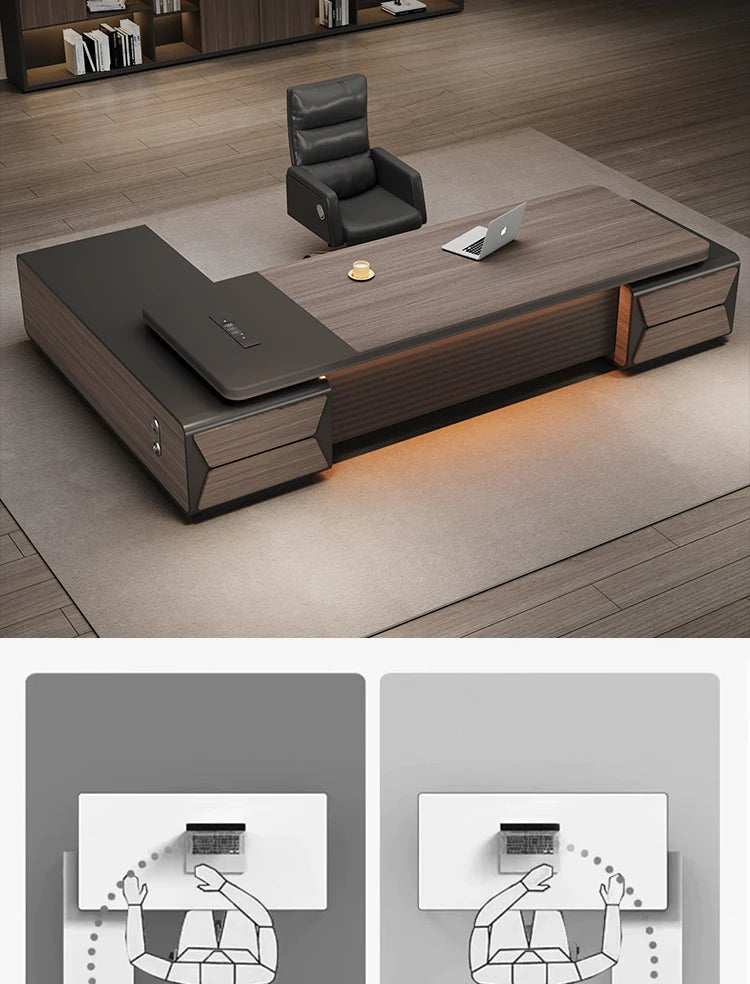 L-shaped luxury chairperson's room manager chair combination simple modern president's desk furniture Executive Office Desk home