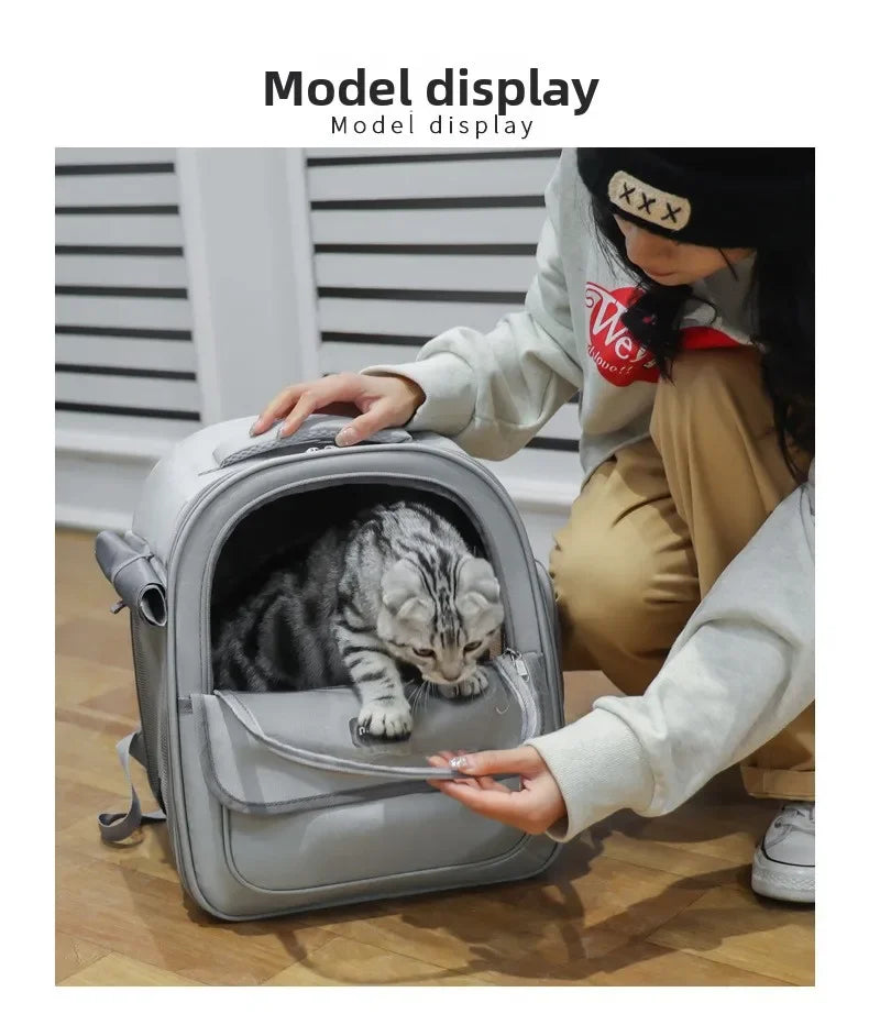 Large Capacity Breathable Mesh Portable Foldable Pet Carrier Backpack for Dog and Cat Outdoor Travel Camping Hiking Supplies
