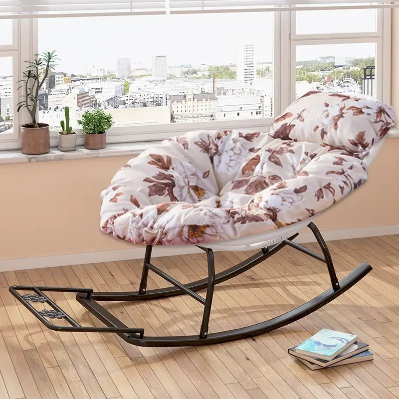 Rocking Recliner Garden Chair Widened Rocking Recliner Rattan Rainbow Rocking Chair Home Living Room Leisure Recliner
