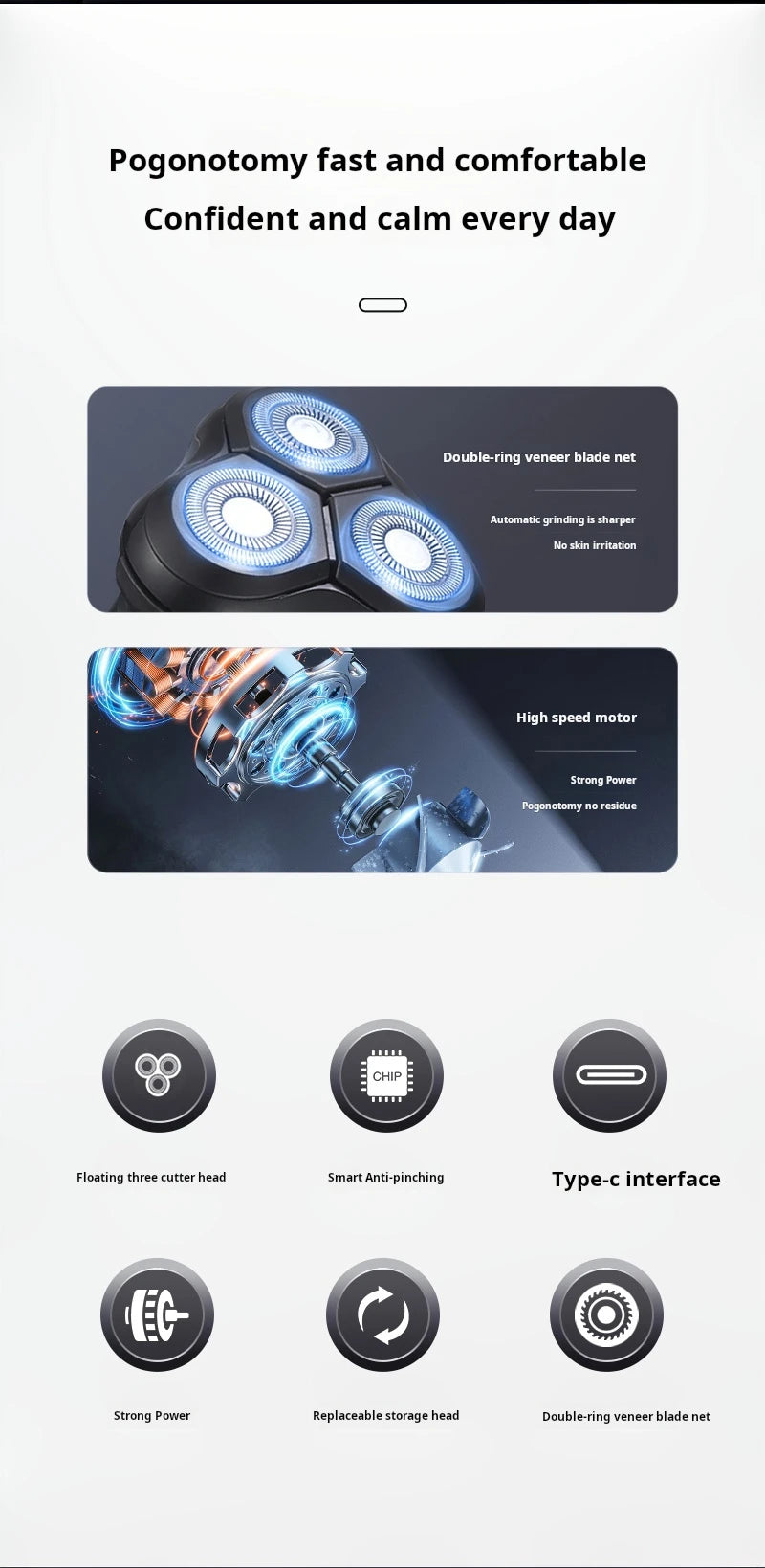 ZOZEN Electric Shaver Electric Razor Body Hair Clipper Cutting Shaving Machine for Men Women Beard Trimmer Washable Rechargeable