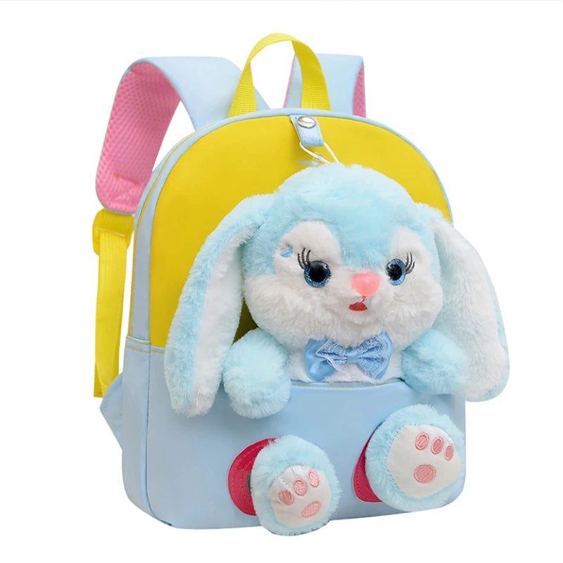 Cartoon Kindergarten Backpack New Children's School Bag Cute Plush Rabbit Doll Backpack