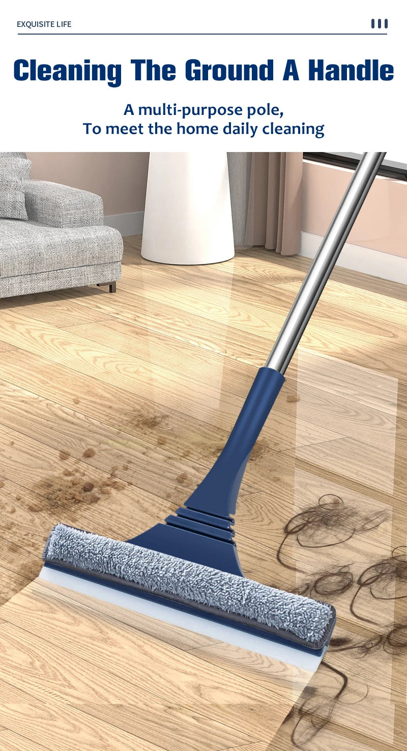 2 in 1 Window Mesh Screen Brush Window Cleaner Magic Broom Wiper Telescopic Long Handle Window Mop Squeegee Wiper Cleaning Tool