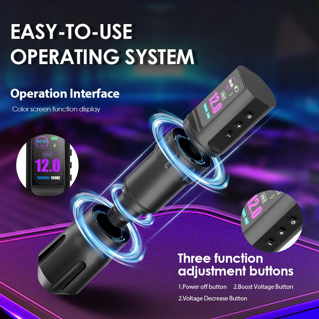 KVM Wireless Tattoo Pen Kit Tattoo Gun Kit Dual Mode Direct Drive IPS Screen Timer Function Battery 1800mAh Tattoo Machine Kit