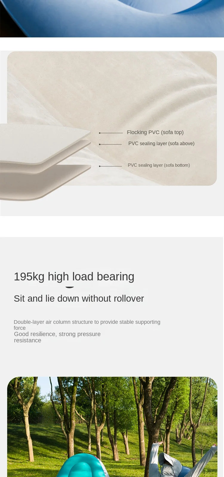 DZ Outdoor Inflatable Sofa Chair Portable Camping Internet Celebrity Thick Plush Lazy Sofa Bedroom Home Leisure Folding Bed 2025