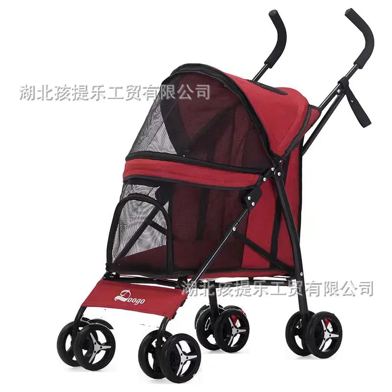 Lightweight Folding Pet Stroller Cat Dog Four Wheel Stroller Pet Out Teddy  Cat Stroller