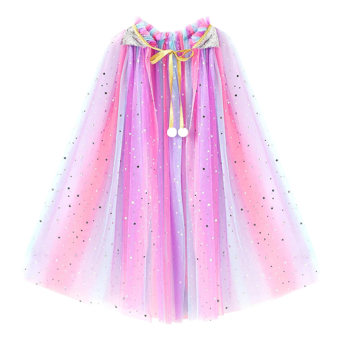 Christmas Halloween Girls Cloak Outerwear One Size Sequins Shawl Kids Coat for Birthday Party Beach Rainbow Princess Costume