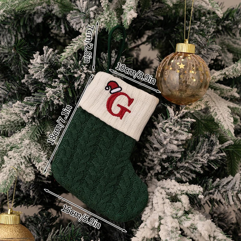 Christmas Stocking Knitting Snowflake Letter Socks Christmas Decoration For Home Christmas Alphabet Knitting Sock New Year  Gift