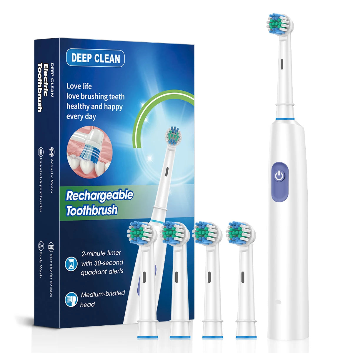 Smart Electric Toothbrush Rechargeable Tooth Brush 5 Mode Smart Timer Teeth Clean Electric Teethbrush with 8 Teethbrush Heads