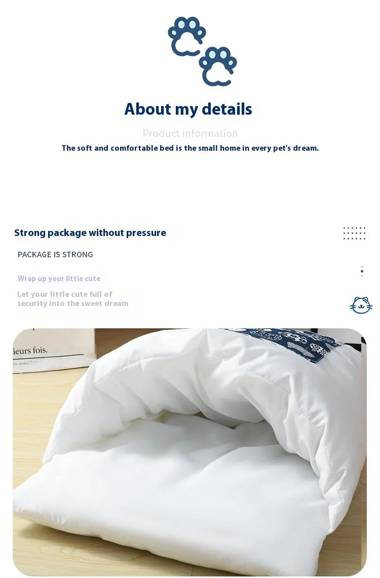 Japanese style cat sleeping bag, washable, semi enclosed cat bed, warm cat bed, winter cat house, cat bed