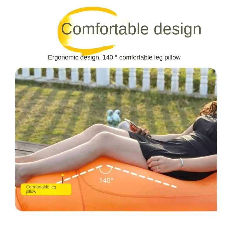 New Explosion-Proof Inflatable Lounge Chair, Light Luxury Portable Lazy Inflatable Bed That Can Sit or Lie Down, Beach, Hiking