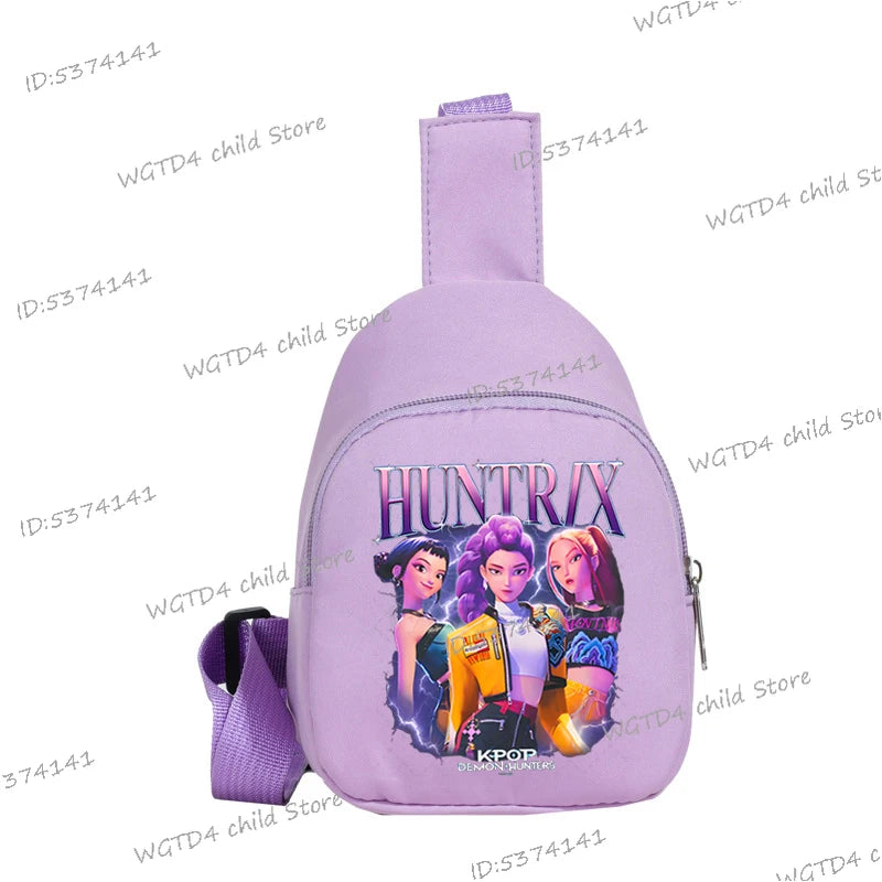 New Kids Chest Bag KPop Demon Hunters Printed Lightweight Single Shoulder Crossbody Bag Hot Movie Children Girl Boy Chest Bag
