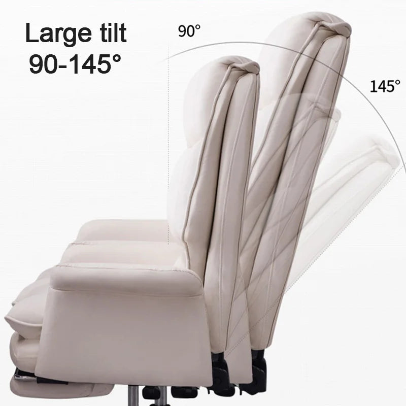 Boss Computer Chair Home Office Computer Sofa High Backrest PU Leather Ergonomic Reclining Swivel Seat for Home Study Backrest