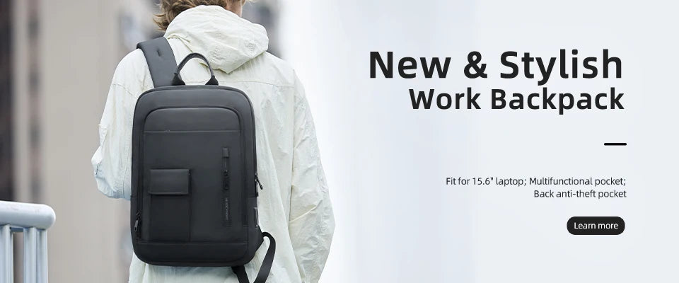 HK Slim Backpack For Men 15.6 Inch Laptop Bags Waterproof Minimalist Business Backpack With USB Charging Casual Travel Work Bag