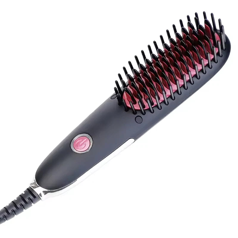 Hot Selling Fast Heating Negative Ion Straight Hair Brush Portable Ceramic Coating Straight Hair Comb Can Straighten Beard