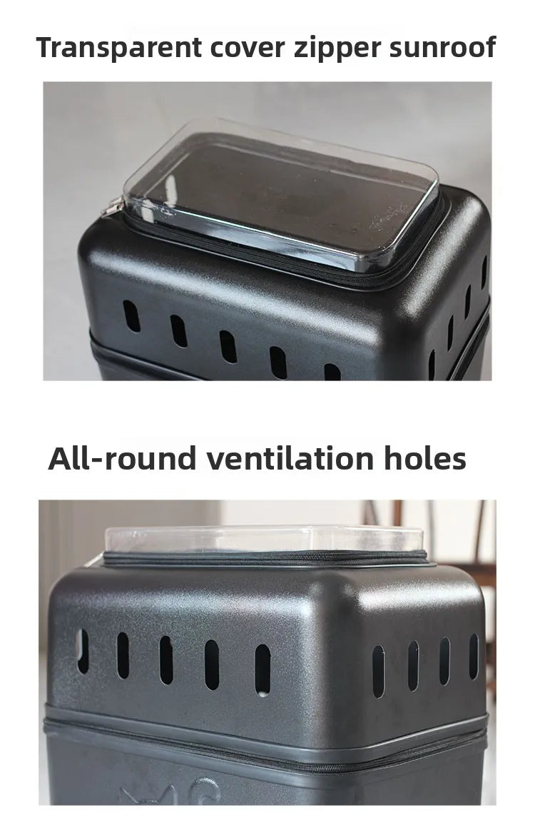 Large Pet Travel Carrier Rolling Pet Transport for Cats & Small Dogs Breathable Cat Suitcase Transparent Skylight Pet Stroller