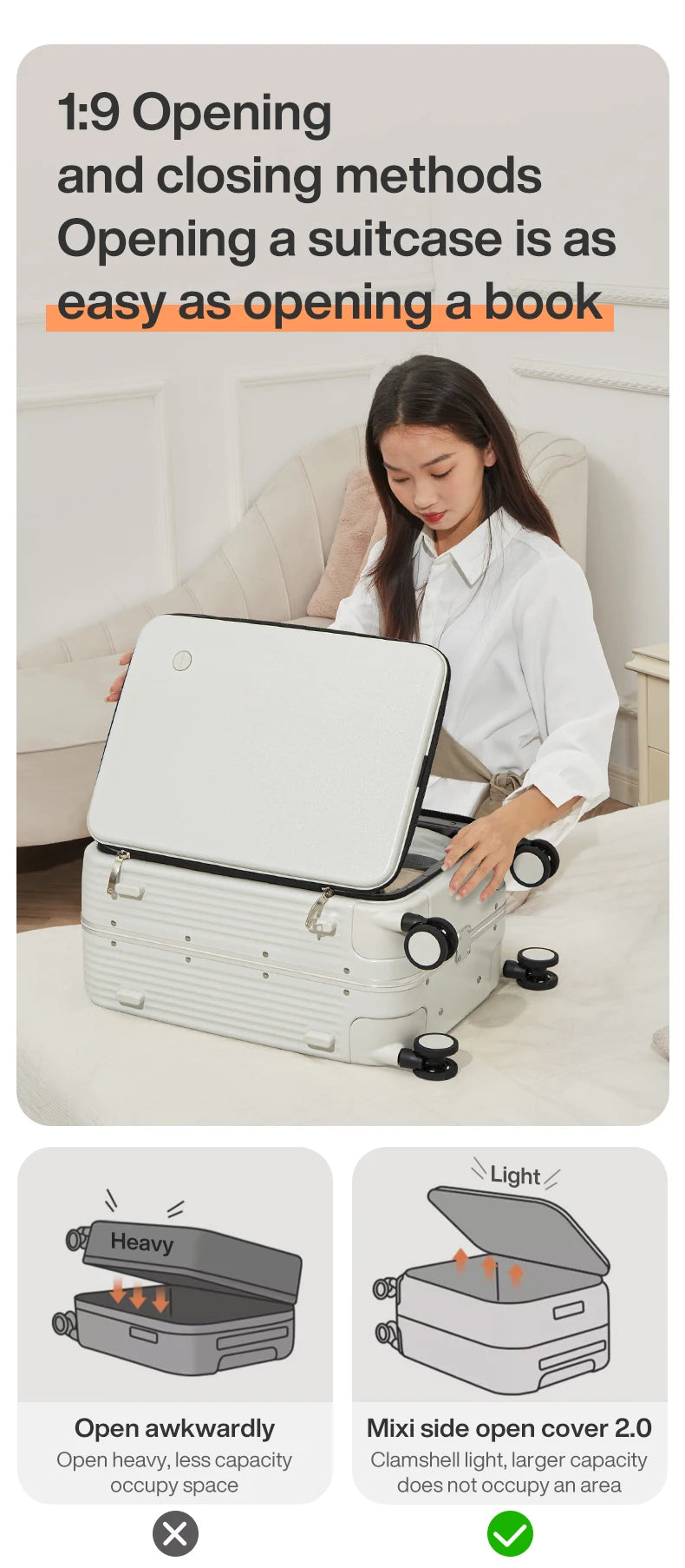 Mixi NEW Aluminum Frame Suitcase Carry On Rolling Luggage with USB Port Boarding Cabin Cup and Phone Holder 20 24 Inch