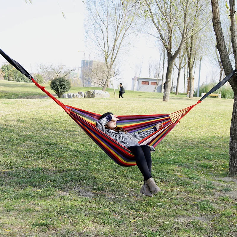 Canvas Single Hammock Outdoor Camping Indoor Children's Swing Thickened Striped Hammock